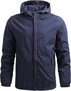 Men's Wind Jacket, Lightweight, Breathable, Softshell Jacket, Men's Waterproof Hooded Rain Jacket, Plain Regular Fit, Softshell Jacket, Men's Zip Jacket, Outdoor Jacket, Functional Jacket for Hiking,