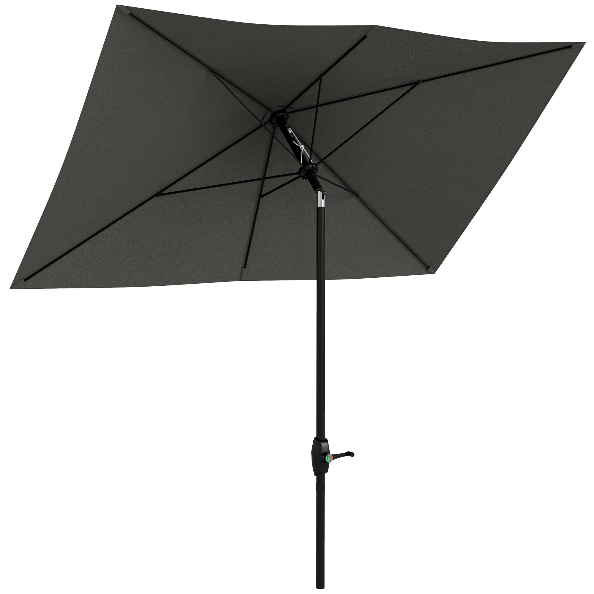 Outsunny Parasol de jardin Parasol droit rectangulaire inclinable 2 x 3 m avec manivelle toile polyester imperméabilisée haute densité 180 g/m² gris foncé