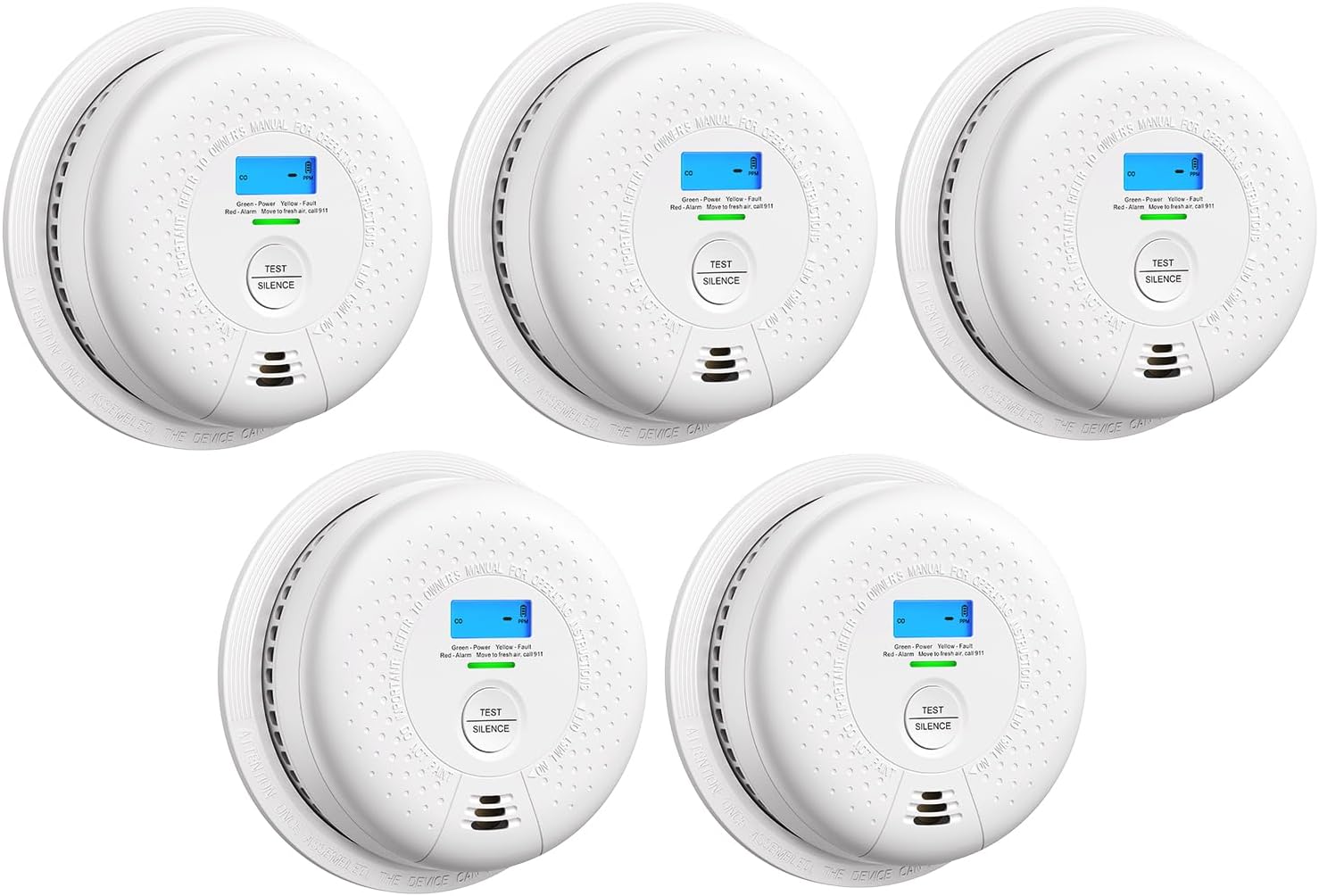 X-Sense Smoke Detector Carbon Monoxide Detector Combo, 10-Year Battery Smoke Detector with Display, 5-Pack