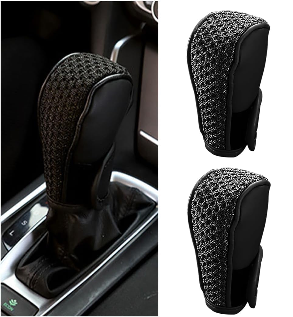 KASTWAVE 2 Pieces Car Gear Shifting Knob Cover, Anti-Slip Anti-Scratch Automotive Shift Knob Gear Handle Stick Protector Cover, Vehicle Interior Decoration Accessories for SUV, Truck, RV