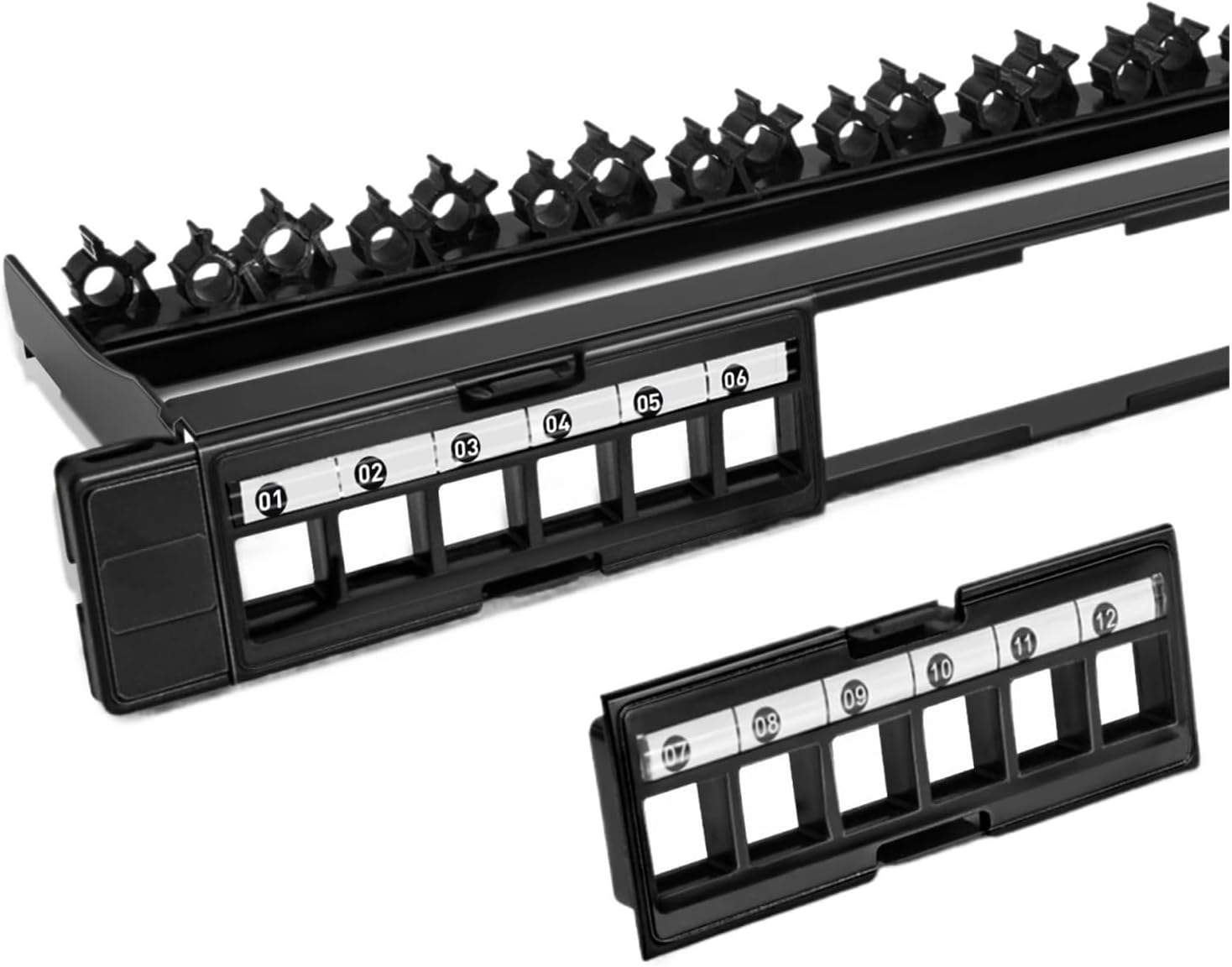 24-port Cat6 Cat5e UTP patch panel with detachable plug-in, 19-inch/1U network patch panel only uses slim type(Blank Patch Panel)