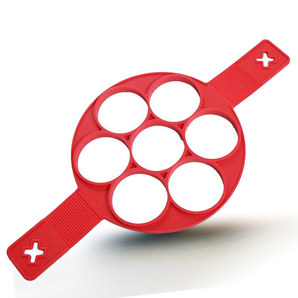 Pancake Molds Silicone Baking Mould Egg Maker Pancake Flipper Egg Ring Nonstick Silicone Round Egg Rings 7 Circles