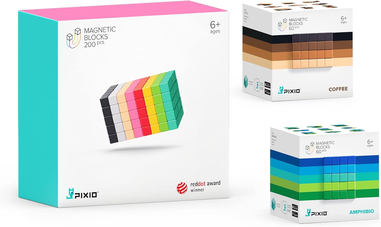 PIXIO Bundle Magnetic Building Blocks for Kids & Adults - Magnetic Blocks Building Toys - Magnetic Cubes Toy Building Sets - Cube Magnets for Kids - Magnetic Blocks for Adults - Open Ended STEM Toys