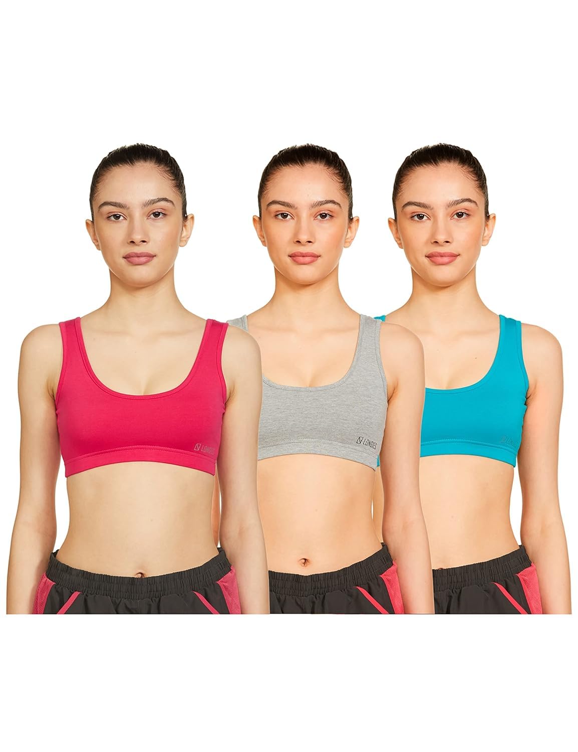 AASHU Creation LIECRY Art (Pack of 3) Girls/Women's Cotton Stretchable Non-Padded and Wire Free AirBra Sports Bra (Multicolor) Design No 3AB8090 Any Random Color Will BE Send-picture-31
