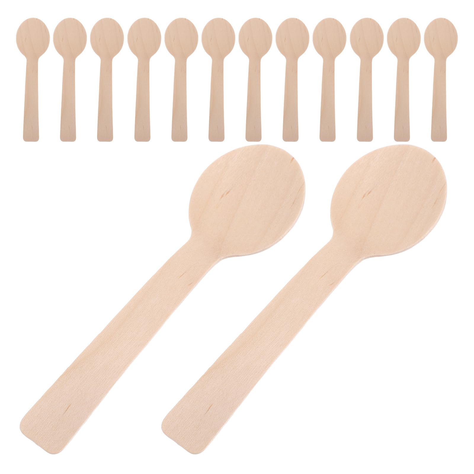 Cucharas de madera pequeñas Healeved, 100 piezas resistentes de abedul para catering y miel