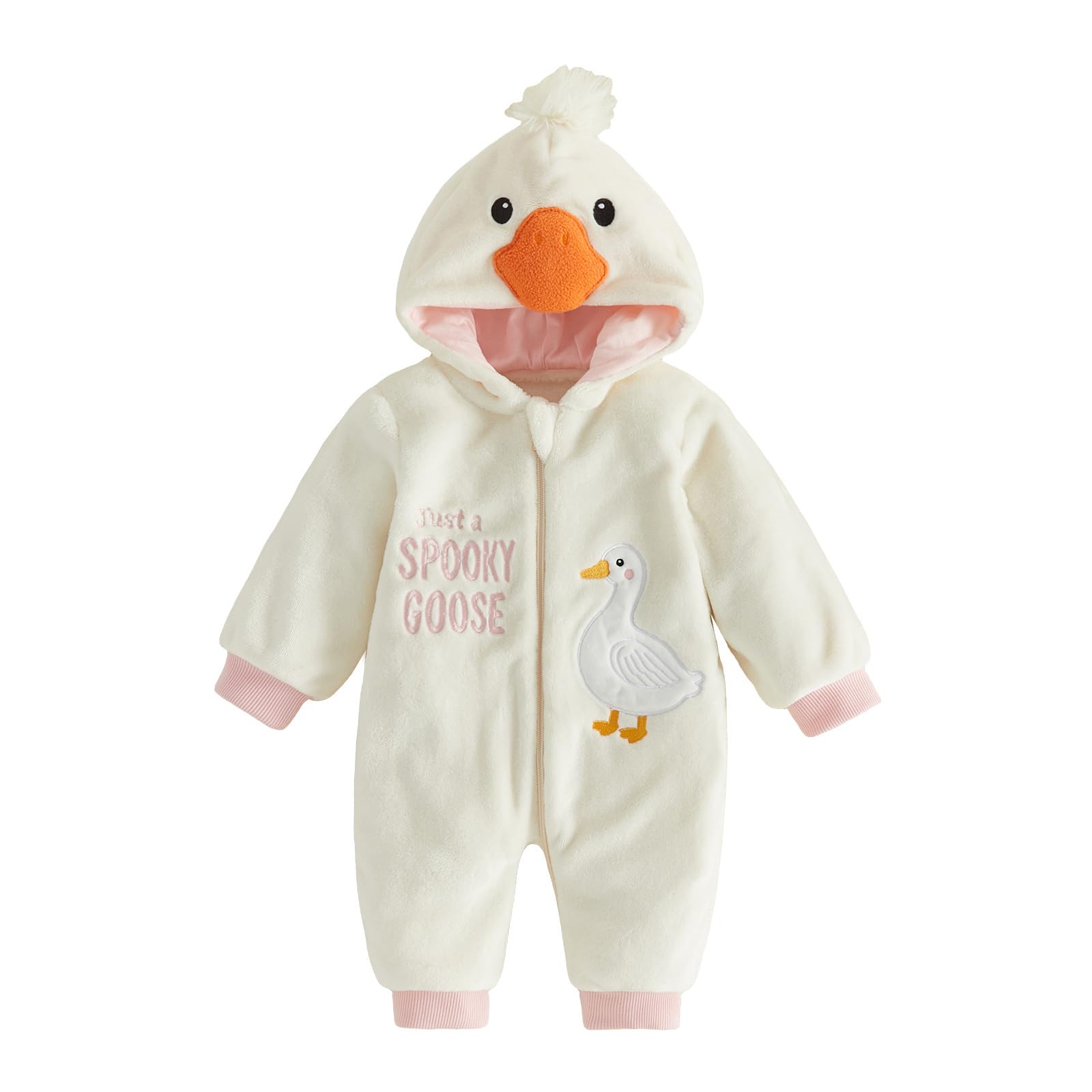 JJshengyixi Infant Fleece Jumpsuit Cartoon Winter Outfits Baby Rompers (White, 6-12 Months)
