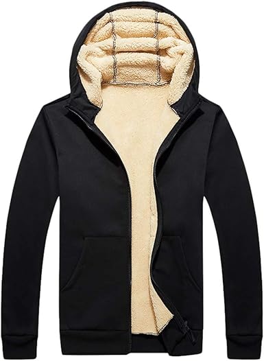 mens fleece lined sweatshirt jacket