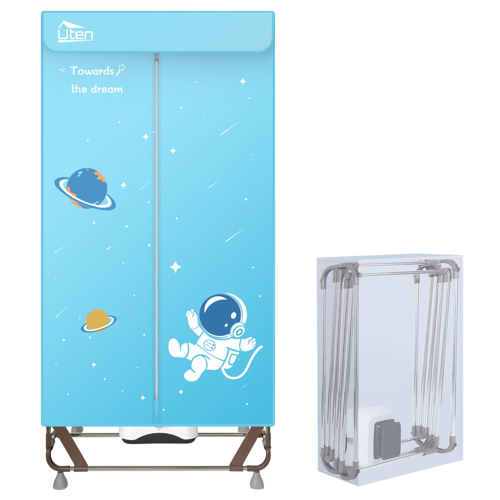 Uten Portable Electric Clothes Dryer 1.7m, 1500W Folding Dryer, Quick Installation and Storage, 15kg Capacity, 180 Min Timer and PTC Heating Function, Noise Reduction — view 7