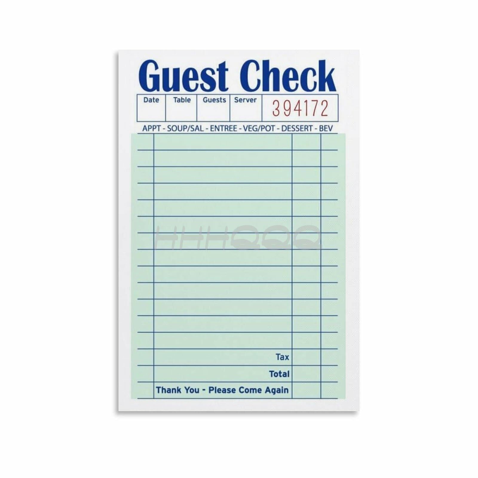 IDGTTLDF Retro Guest Check Canvas Wall Hanging Trendy Diner Decor Poster Kitchen Art Server Appreciation Gift Framed,12x18inch(30x45cm)