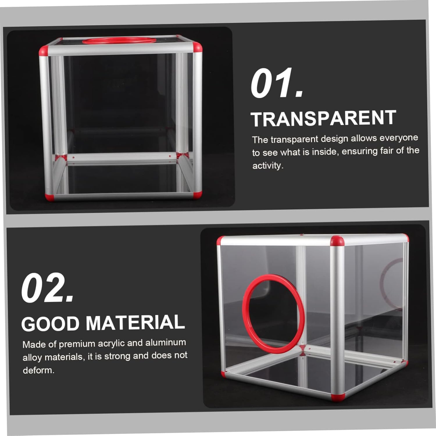 Gatuida Transparent Acrylic Raffle Box with Slot Multi Functional Donation Money Case for Voting Charity Office Events Scratch Resistant Ballot Ticket Container