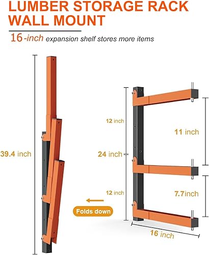Miniatura 2 de Estante de almacenamiento de madera, soporte de pared para madera, estantes de almacenamiento de madera resistente con sistema de 9 niveles,