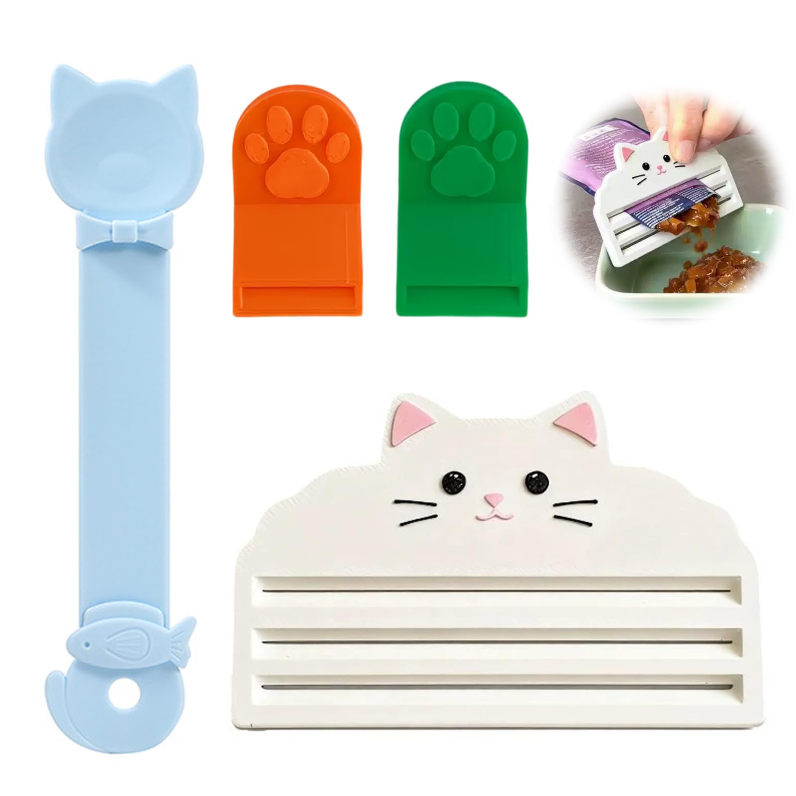 Contenitore Crocchette Cane, Cucchiaio Multifunzionale per Cibo Gatti, Adatto a Cibo Umido, Snack Leccabili e Snack Liquidi, Riduce Sprechi Alimenti e Mantiene Le mani Pulite