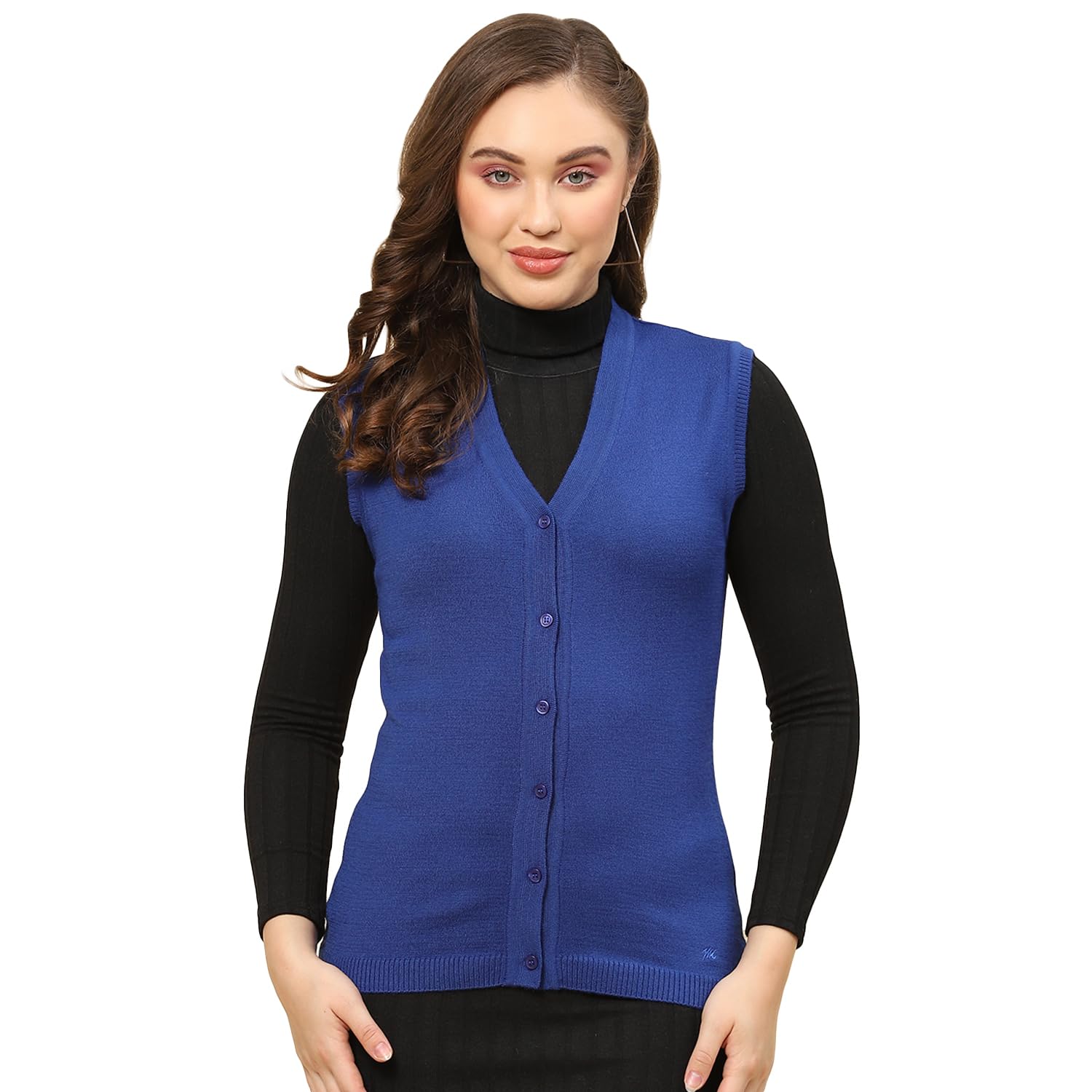 monte carlo Women's Regular Fit Cardigan | Solid Pattern with Button Closure | Sleeveless V-Neck Cardigan for Women-picture-29