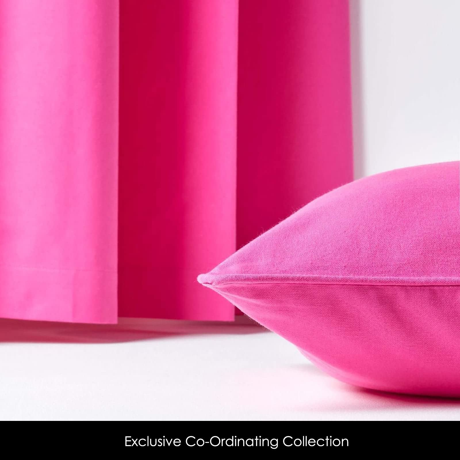 HOMESCAPES – Paire de Rideaux à œillets Prêt-à-Poser – Uni Fushia – 100% Coton – 137 x 182 cm