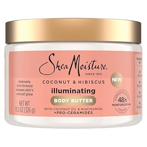SheaMoisture Illuminating Body Butter with Coconut & Hibiscus, Niacinamide and Pro-Ceramides, Renewing Skin’s Natural Glow, 48H Moisturizing 11.5 oz