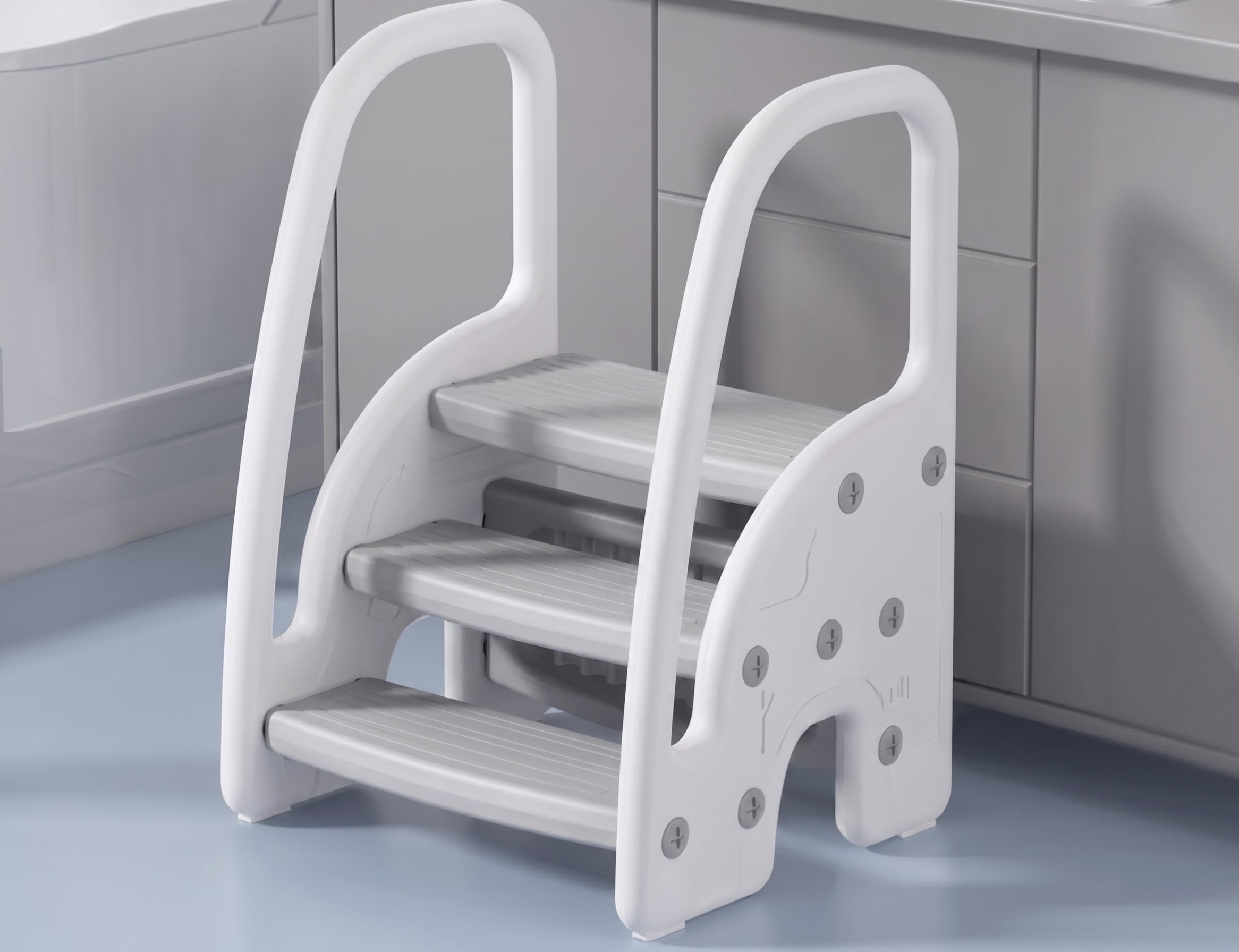 TINSY Kids Step Stool with Safety Handle | Multi-Purpose Toddler Step Ladder for Bathroom, Kitchen & Wash Basin | Anti-Slip Stable Stool for Kids Learning & Independence-image-9