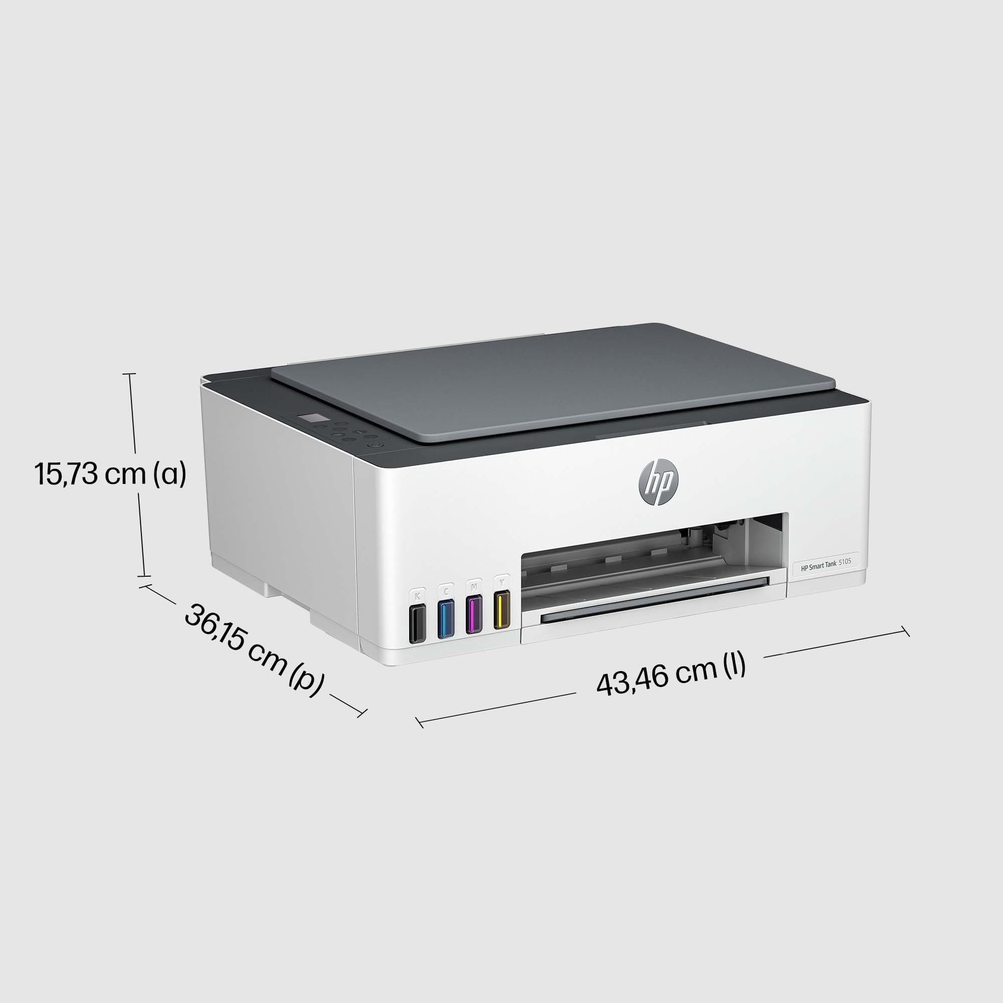 HP Smart Tank 5105 Stampante Multifunzione A4 con Serbatoio Inchiostro, Stampa Fronte/Retro Manuale, Scansione, Copia, 22 ppm, USB, Wi-Fi, Bianca