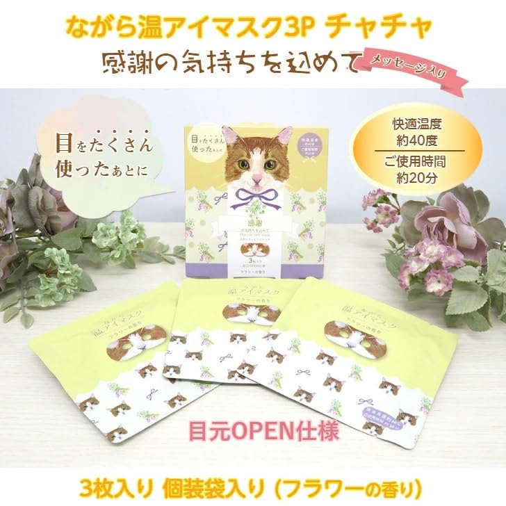 Amazon.co.jp: ながら温アイマスク3枚入×5箱 ネコ 《チャチャ