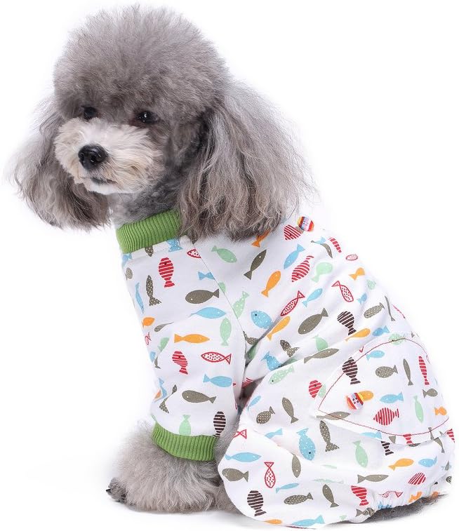 S-Lifeeling Dog Pajamas Costumes for Indoor Outdoor Turtleneck Love Pattern Comfortable Puppy Pajamas Soft Dog Jumpsuit Shirt Best Gift 100% Cotton Coat for Medium and Small Dog