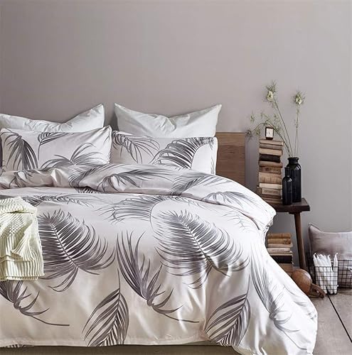 Miabedding Funda de edredón blanca tamaño King, funda de edredón con textura bohemia y diseño copetudo, súper suave y refrescante, certificado