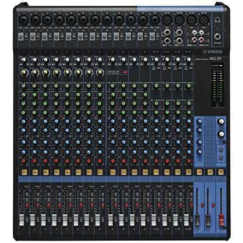 Articolo consegnato: 1 x Yamaha MG20 Console di mixaggio, Nero - Mixer a 16 Canali, incl. Kit di Montaggio su Rack e Alimentatore Universale Interno; adatto per Sessioni Live con Band