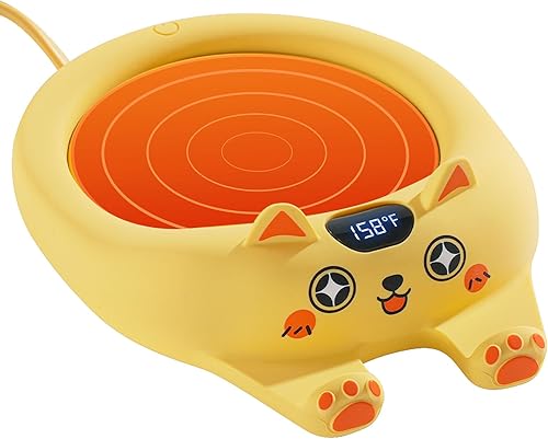 PUSEE Calentador de velas, calentador de taza de café con apagado automático, calentador de café de 3 temperaturas para escritorio, placa