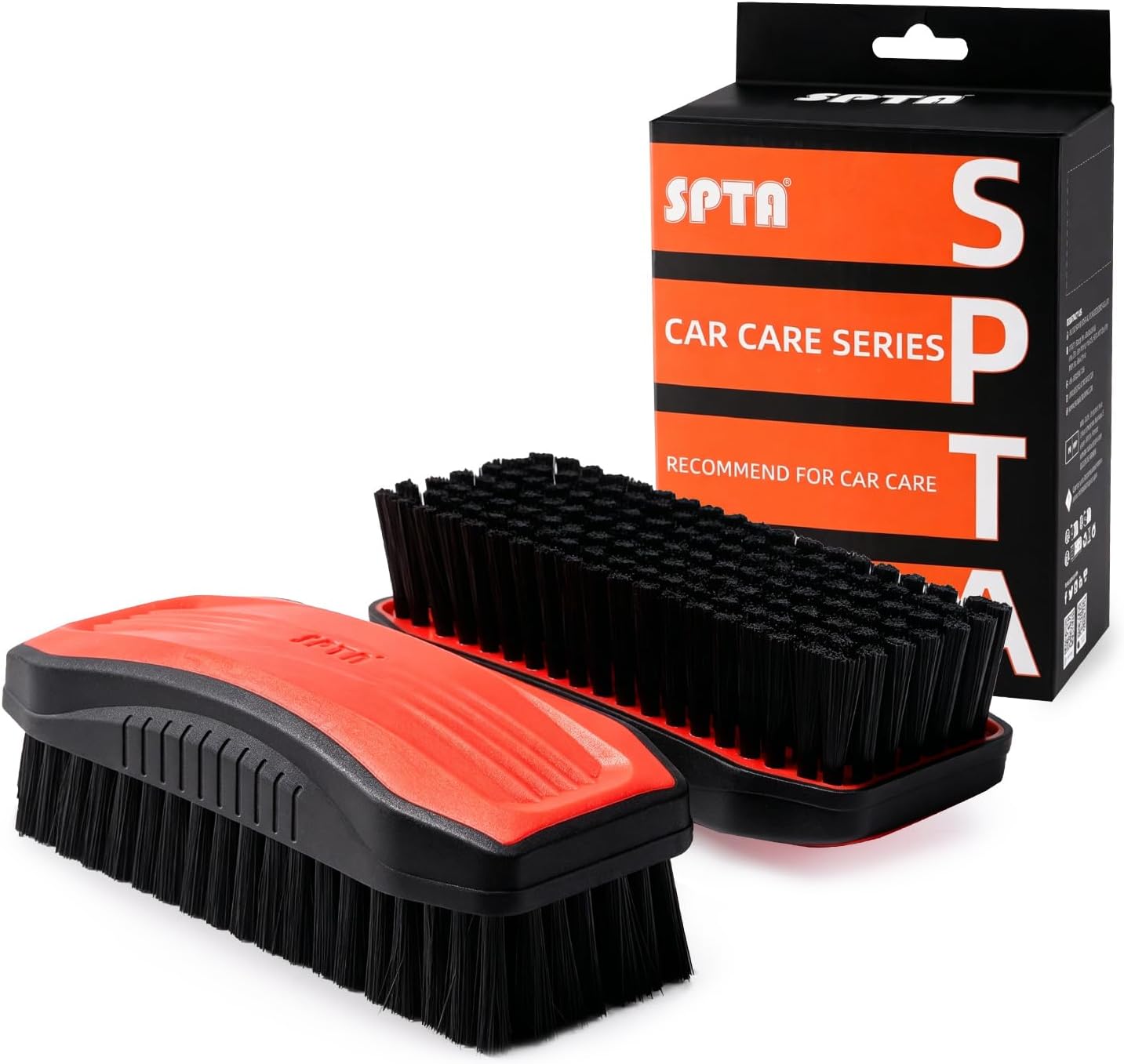 SPTA Carpet Cleaning Brush, 2Pcs Universal Leather & Upholstery Brush,Durable Nylon Bristles for Car Detailing,Ideal for Cleaning Seats, Carpets & Interior Surfaces,Gentle,Effective Detailing Tool