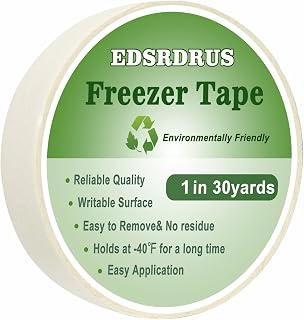 EDSRDRUS Freezer Tape to Write On 1in x 90ft White Low Temperature Resistance Removable No Residue Freezer Tape for Food Containers Refrigerator Food Labels Container Labels
