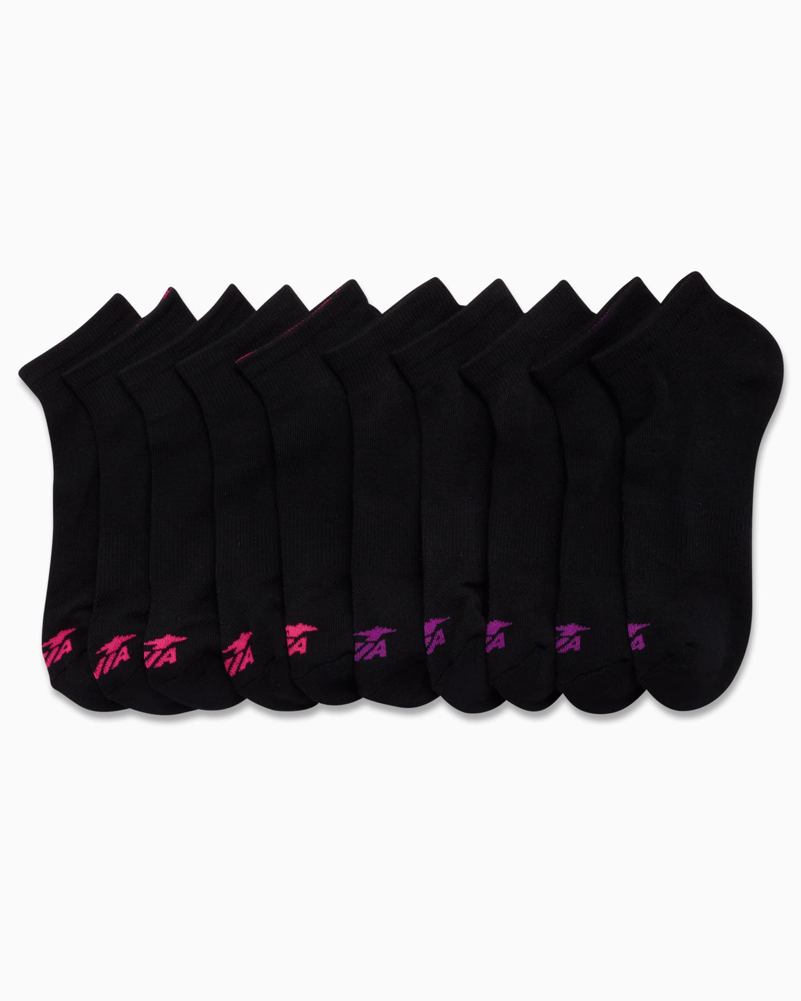 Avia Women's Quarter Cushioned Athletic Ankle Socks - 10 Pack Moisture Wicking Sports Socks (4-12), Size 4-9, Black