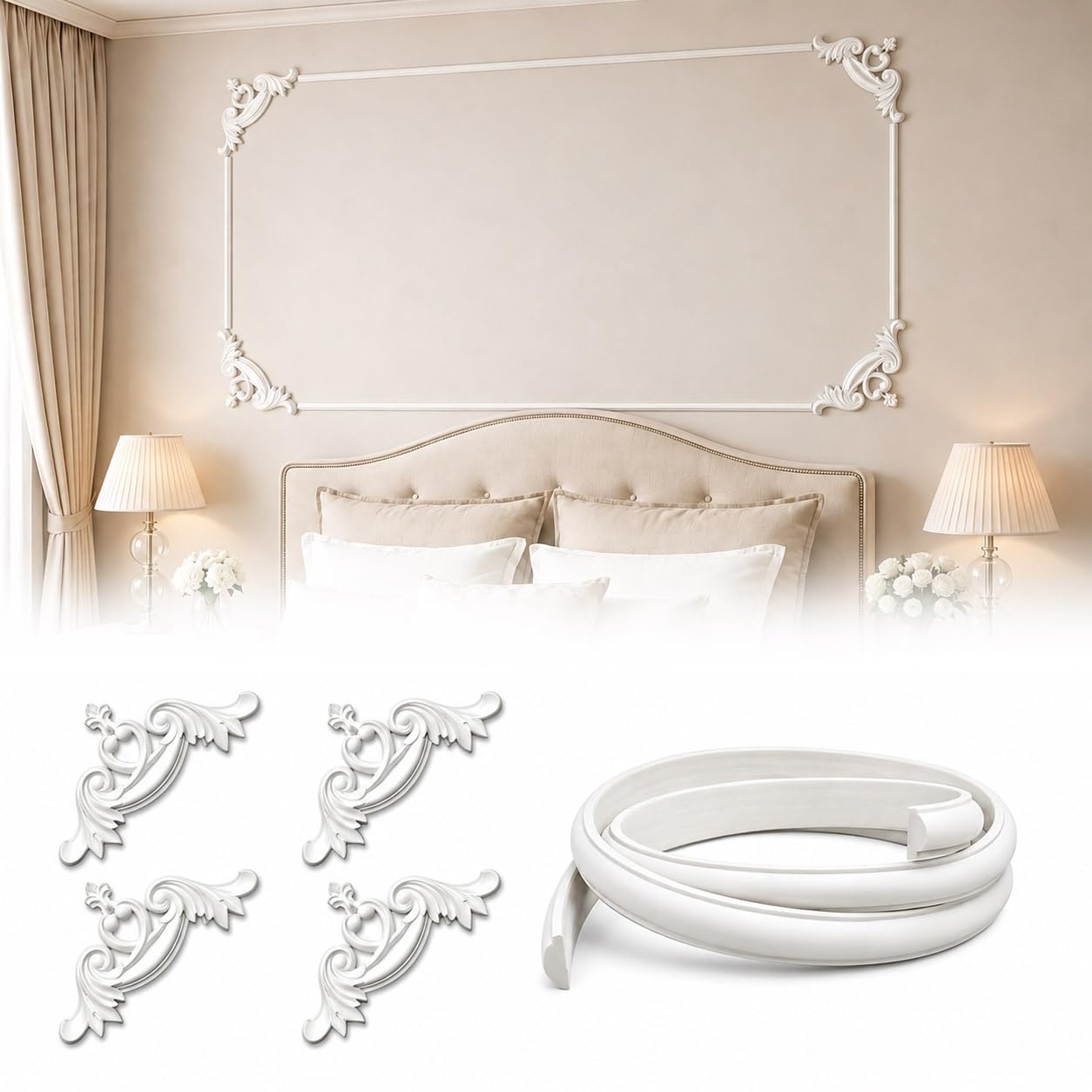 Listew Sztukatorskich Ornamenty Ścienne Do Mebli Rzeźbione, Narożne 13cmx13cm,10m