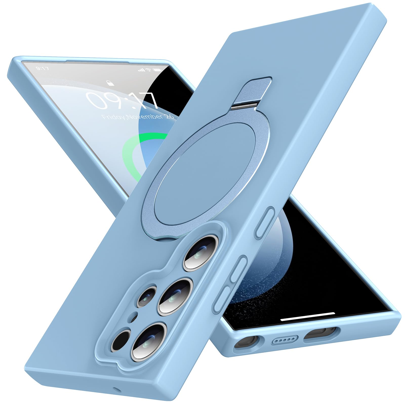 Mag-Ring for Galaxy S23 Ultra Case, Liquid Silicone [Moisturizing Factor] Exreme Soft Slim Phone Case with Stand [Compatible with Mag Safe] for