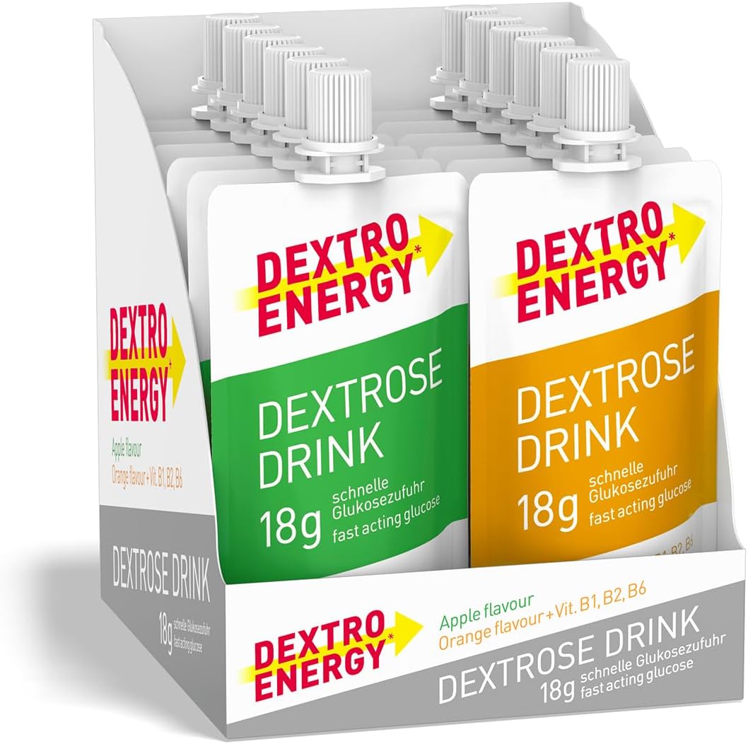 Dextro Energy Apple and Orange Flavour Dextrose Drink | 18g of Fast Acting Glucose | Liquid alternative to Dextro Glucose Tablets | Ready to Drink, Easy to Consume, Re-Sealable | 50ml Pack of 12