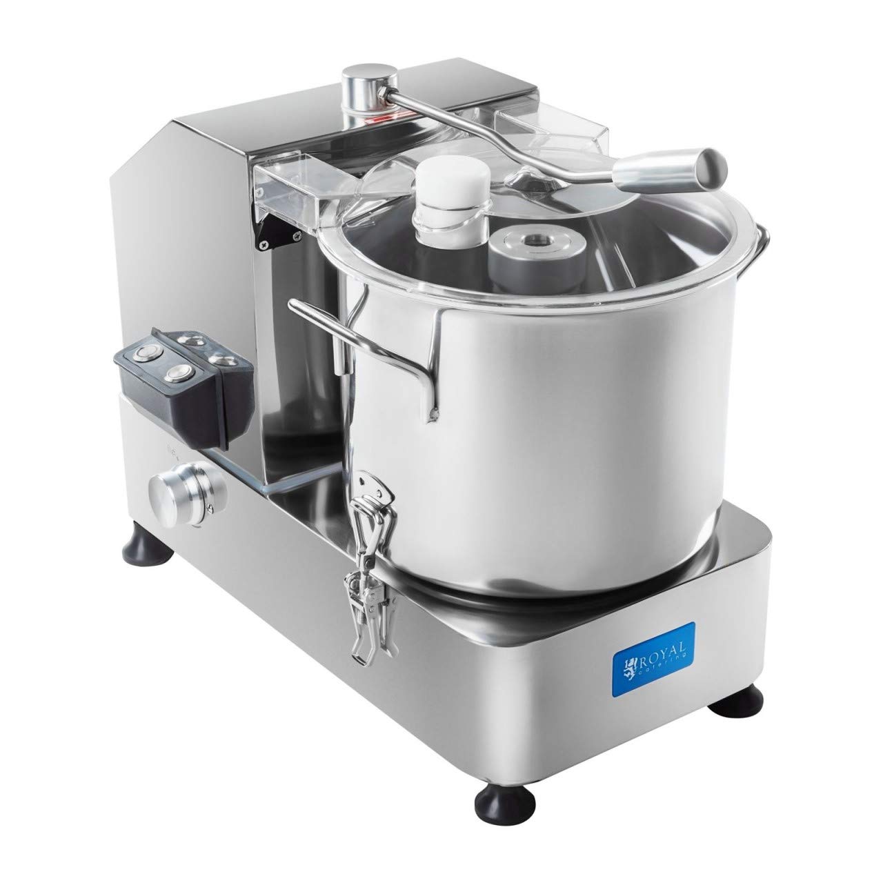 Royal Catering Robot De Cuisine Coupe Culinaire Cutter Boucher RCKC-6000 (750 W, Vitesse de 1 100 – 2 800 tr/min, Volume total 6 l/Volume utile 3 l, Cuve ø 25 cm)