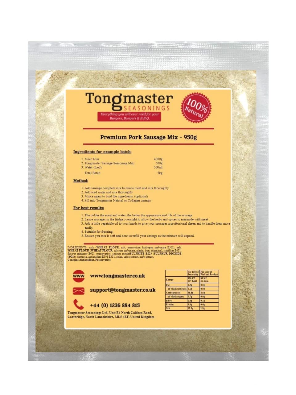 Premium Pork Sausage Complete Mix - 1kg