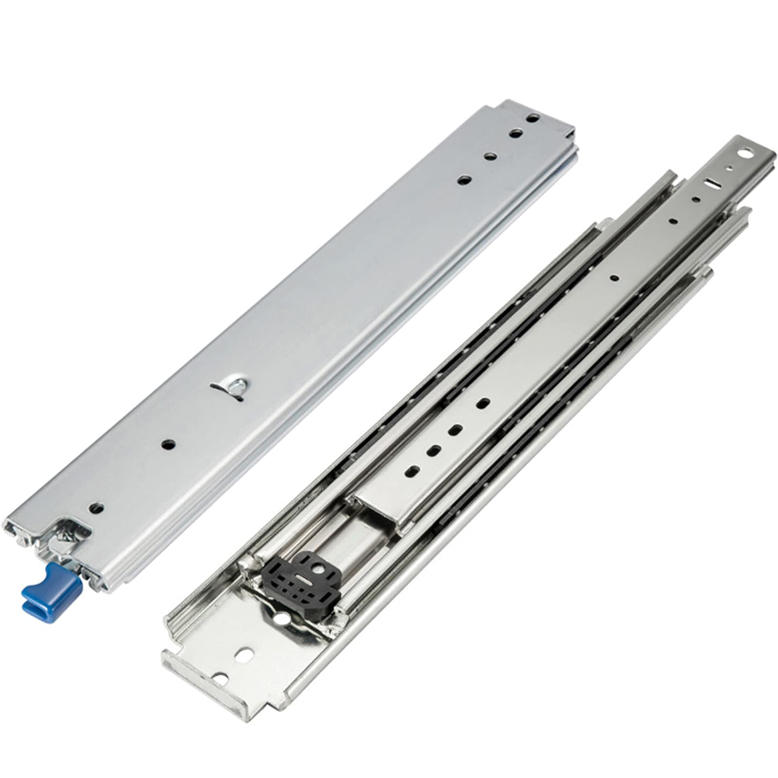 Guías para cajones de alta resistencia con cerradura Guías telescópicas de 500 mm Extensión completa Rieles deslizantes para cajones Capacidad de carga de 220 kg, 1 par, 56 pulgadas (1422,4 mm) (52 p