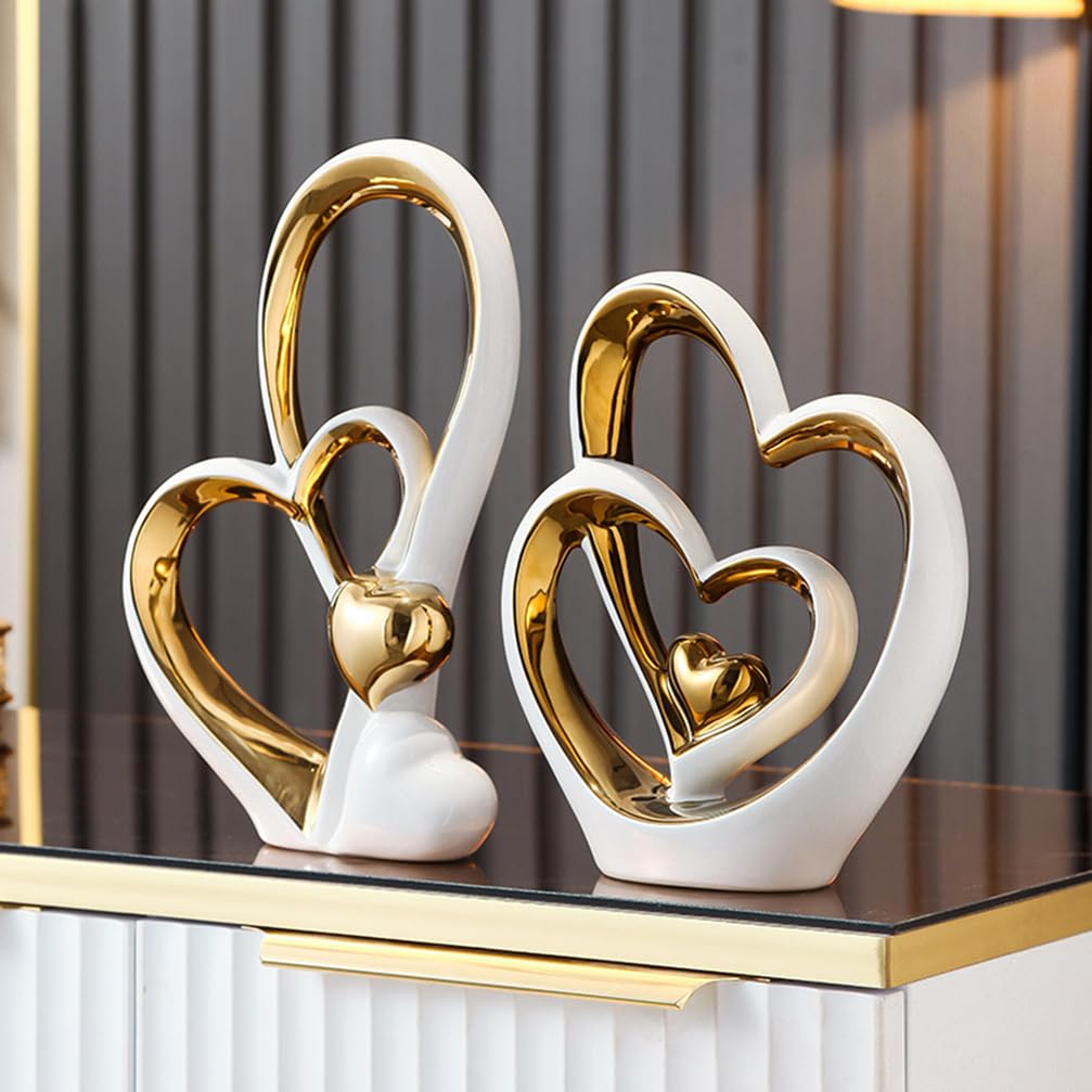 Statua in Ceramica Heart Deco, Moderna Scultura Astratta Deco, per Decorazione Camera da Letto Decorazione Tavolo Ufficio Appartamento Sculture E Statue,B White
