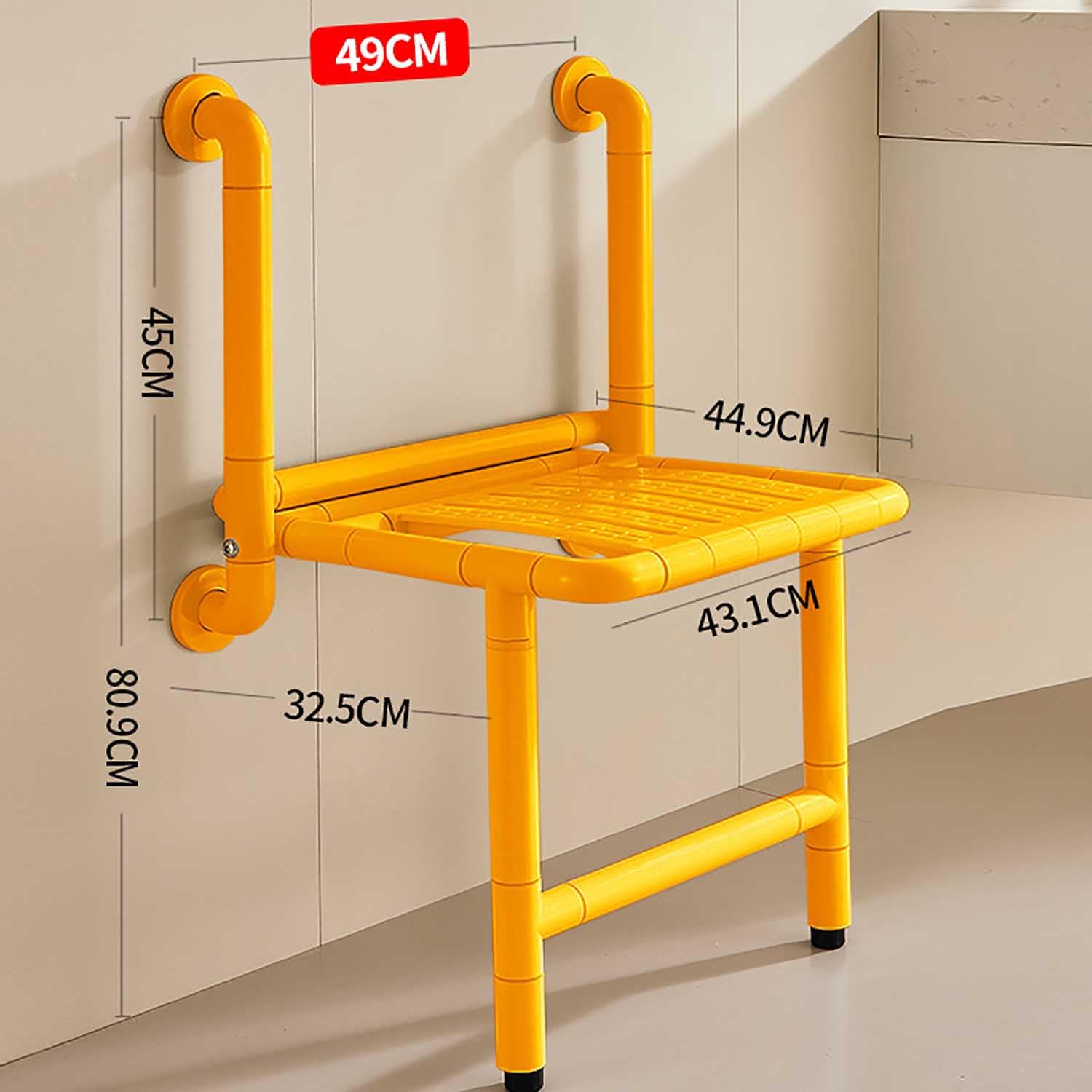 Taburete de Ducha Plegable para Ancianos y Discapacitados | Asiento de Baño Montada en la Pared,Silla de Ducha Antideslizante,Ahorro de Espacio,Luminosa,Acero,Soporta 150 kg