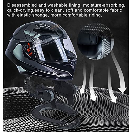 Triperson Full Face Motorcycle Helmet Dot Approved Motorbike Moped Street Bike Racing Crash Helmet, Men And Women (Red Tumbler-Black Mirror, Medium) #TOP4