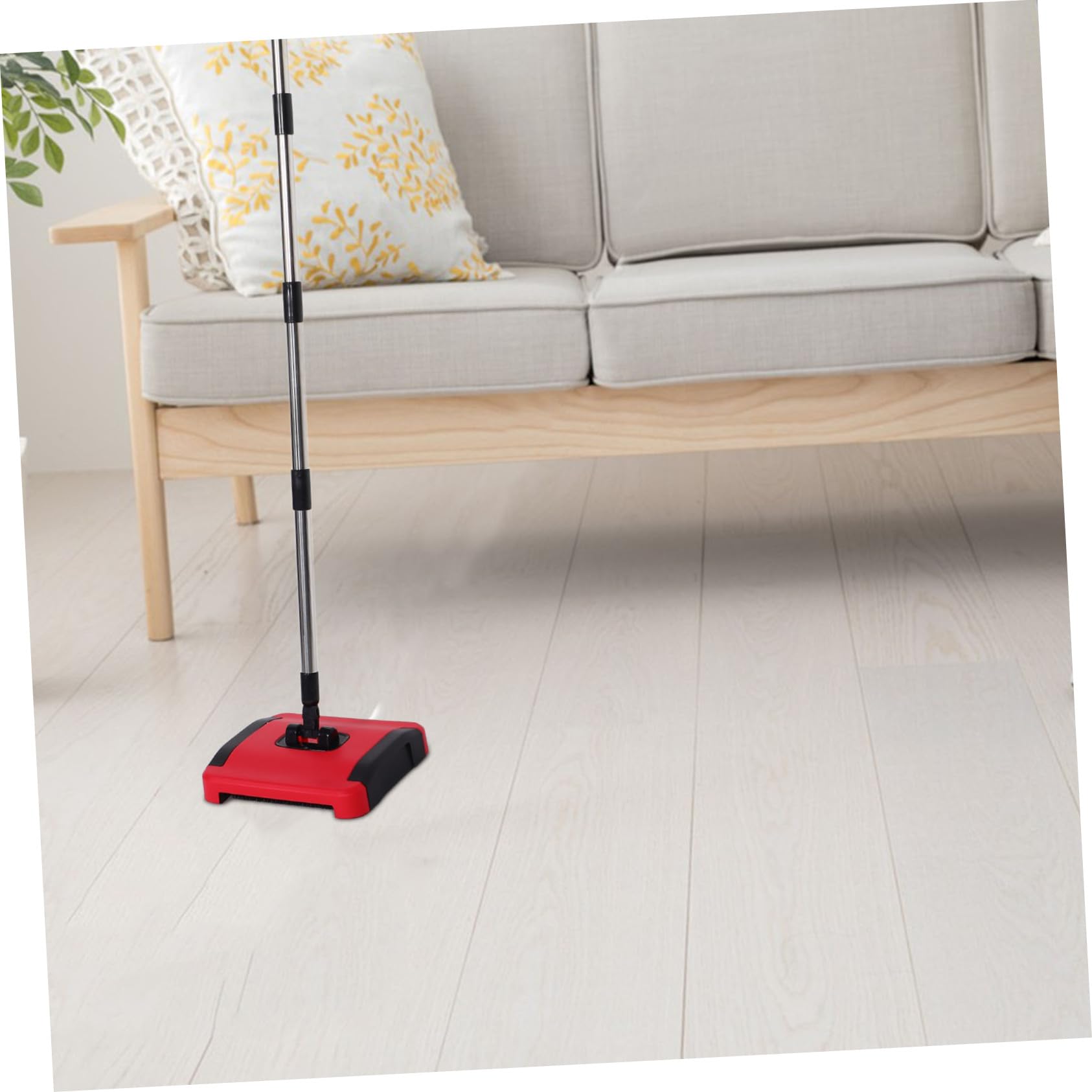 Balayeuse de Sol Manuelle Matériau Pp et Acier Inoxydable Nettoyage Polyvalent avec Brosses Rotatives pour Tapis et Moquette Maison et Poils D'animaux