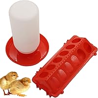 Abustle Pig Chick Feeder Waterer Kit - Flip Top 12-Hole Feeder + 1L Waterer for Baby Chicks & Small Poultry