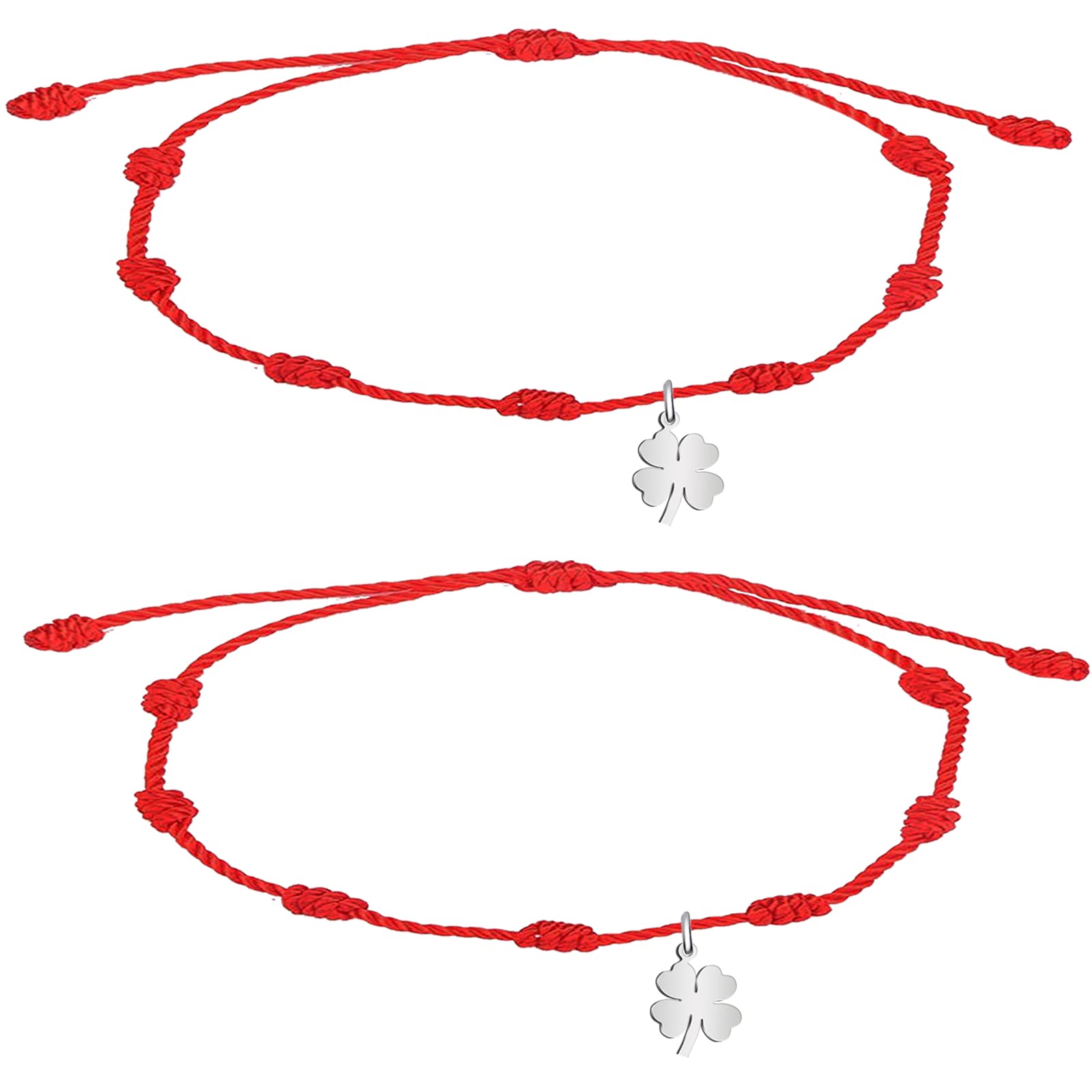 cotigo Pulsera Roja de 7 Nudos con Amuleto en Acero, Suerte y Protección, Pulsera Mal de Ojo para Parejas y Amistad, Bisutería Ajustable para Mujer y Hombre