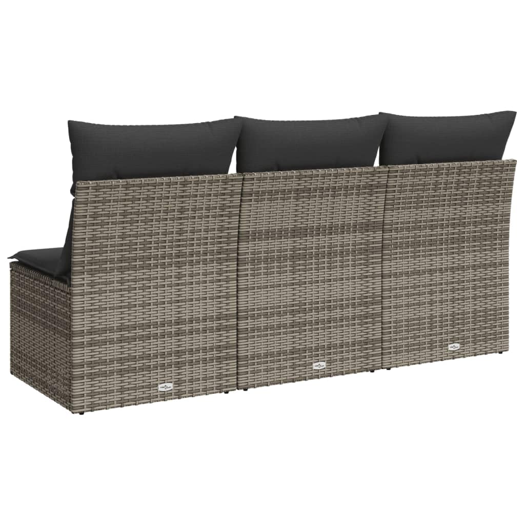 Festnight Divano da Esterno con Contenitore, Divanetto da Esterno 3 Posti, Divano Rattan Esterno, Salotto da Giardino, con Cuscini in Polyrattan Grigio
