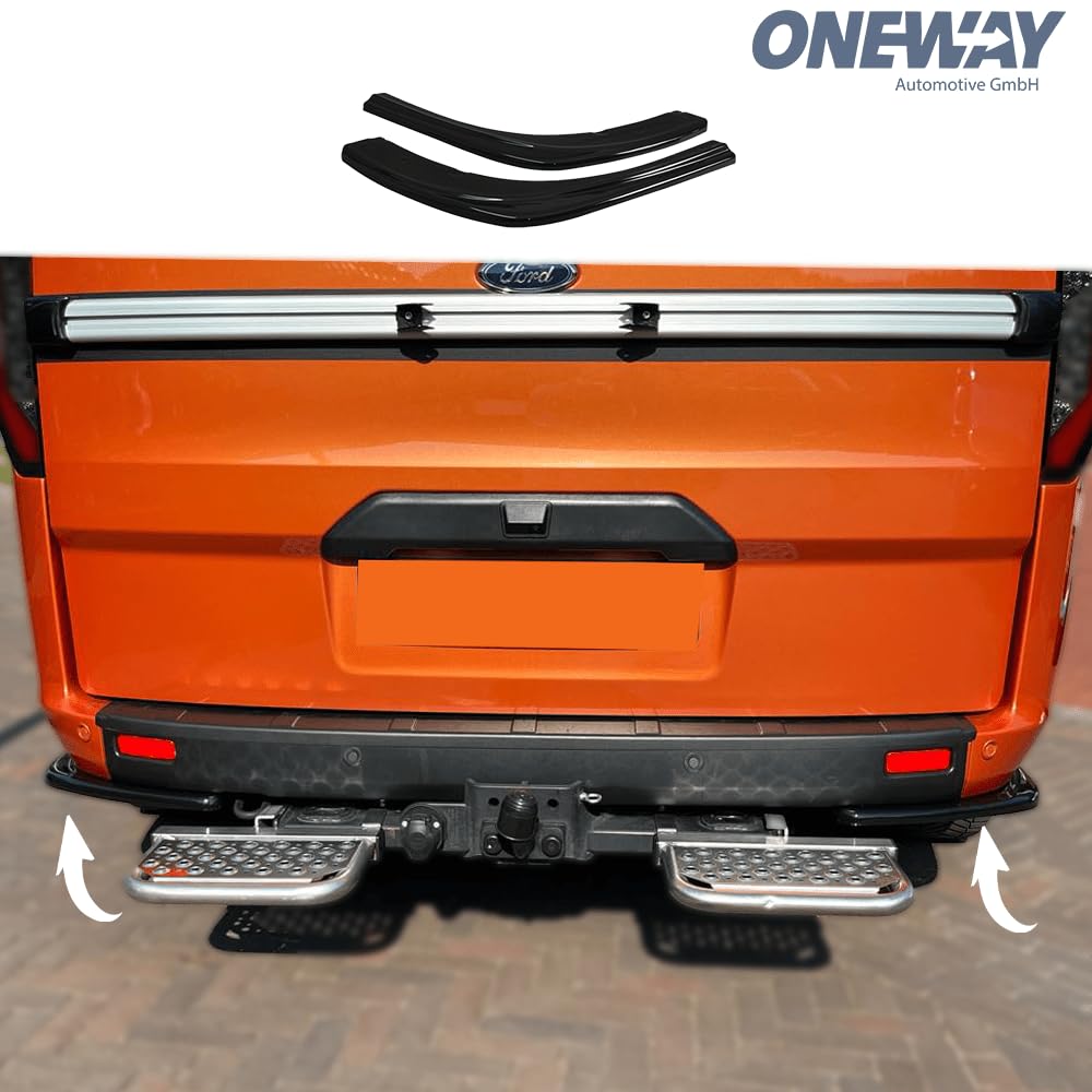 Oneway Jupes de pare-chocs arrière (coins) compatible avec Ford Transit Custom MK1 Facelift 2018-2023 - Noir brillant