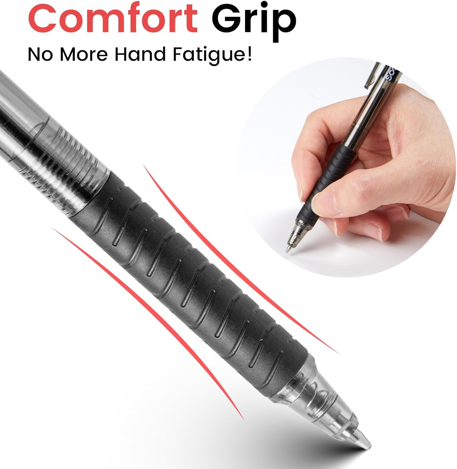 Sooez 40 Pack Bulk Pens Ballpoint Smooth Writing pens, Retractable Black Ink Pen, Medium Point 1.0mm Click Pens for Journaling, Soft Grip Box of Pen Office Supplies for Nurse,Server, Note Taking,Black - Image 3