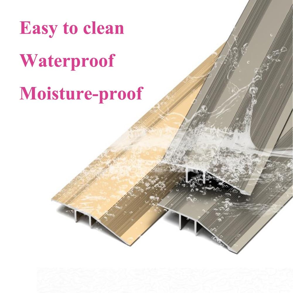 Tira de transición de aluminio de 150 cm antideslizante para puertas, moldeado de transición de suelo duradero, perfecto para alfombras y azulejos, fácil de instalar, perfil de ajuste de altura