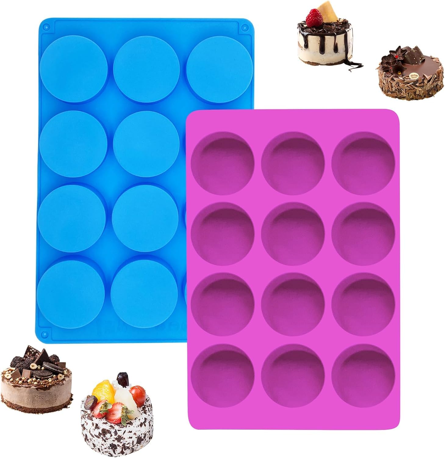 Skytail Round Mould, Oreo Cookie Size 12-Cavity Cylinder Chocolate Cover Cookie Molds for Candy Mini Cakes Pancake Panna Cotta Muffin Jelly Baking soap Bath Bombs showerlotion Bars Candle.-image-15