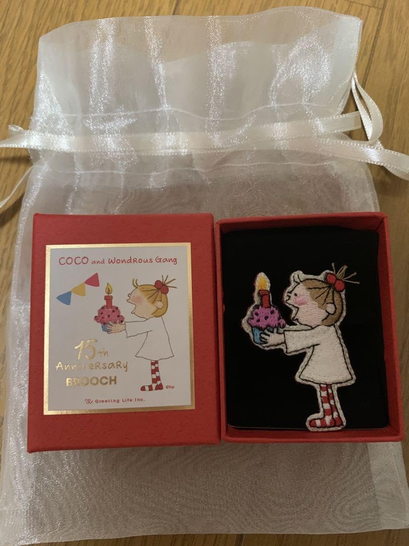 cocoちゃん展　限定品　ブローチ ココちゃん、15周年記念限定、刺繍、ブローチ