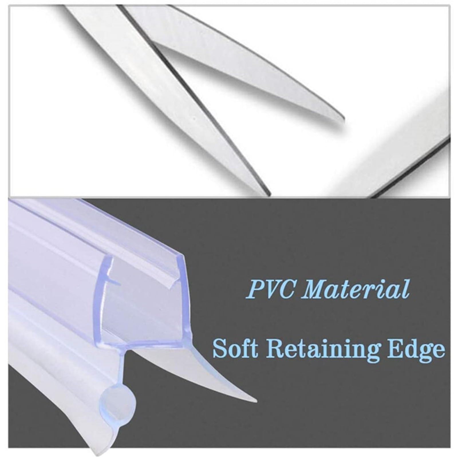 4 m Badewannen-Duschstreifen-Dichtung for Bildschirme, Türen, passend for 4–6 mm Glas, dichtet Lücken, PVC-Dichtungsstreifen, Badezimmer, transparentes Zubehör für Duschtüren, Glas(23mm gap)