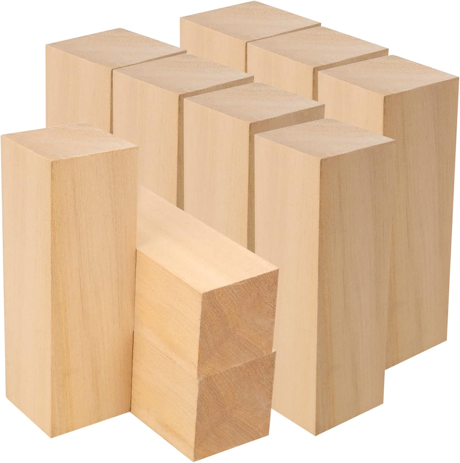 MANCHAP 10 Pack 6 x 2 x 2 Inch Basswood Carving Blocks, Unfinished Wood Whittling Blocks, Basswood Square Wood Blocks for Carving and Whittling
