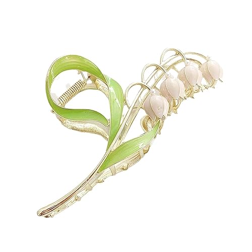Flor elegante lirio de valle garra de pelo tiburón clip mujeres encanto desgaste captura flor metal horquilla rama hada clips